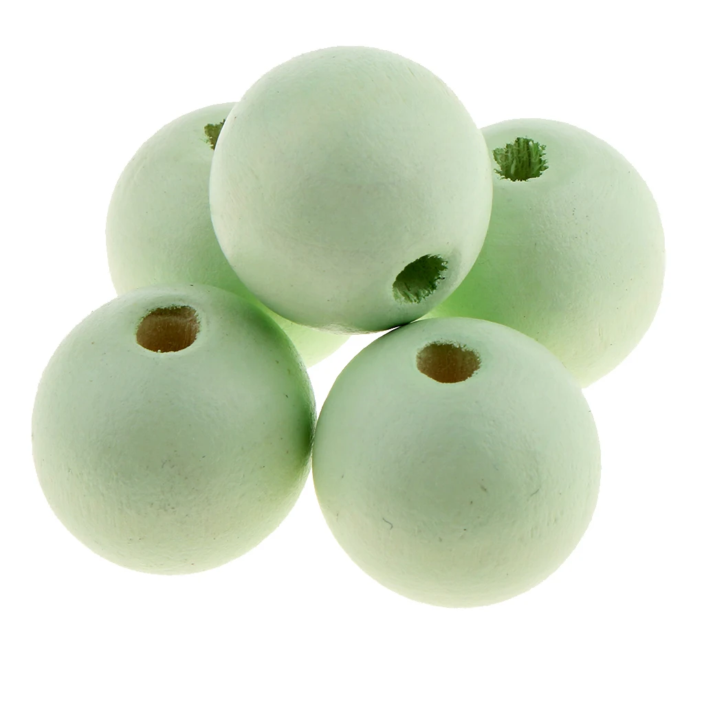 30 Pieces Dyed Color Natural Wood Spacer Loose Beads Necklace Bracelet Charms Findings 20mm