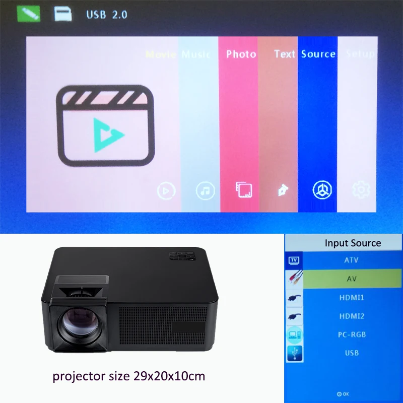 Smartldea СИД проектор wifi HD фильмов видеоигра Бимер трансляция Miracast DLNA опция стерео 6