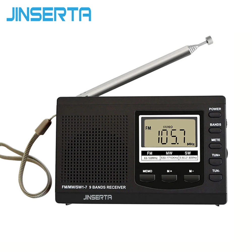 JINSERTA портативные мини-радиоприемники FM/MW/SW с антенной Цифровой Будильник FM радио приемник цифровые портативные часы fm приемник