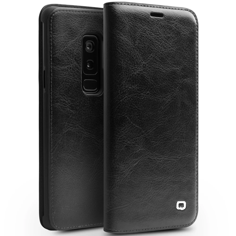 QIALINO чехол для телефона из натуральной кожи для samsung Galaxy S9, чехол с отделением для карт, Ультратонкий флип-чехол для Galaxy S9 Plus 5,8/6,2 дюймов