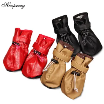 

Leather Pet Dog Shoes Waterproof 4Pcs/Set Big Dog&#39s Boots Cotton Anti-Slip Non Slip Shoes For Collie Samoyeds Indoor Soft Sol