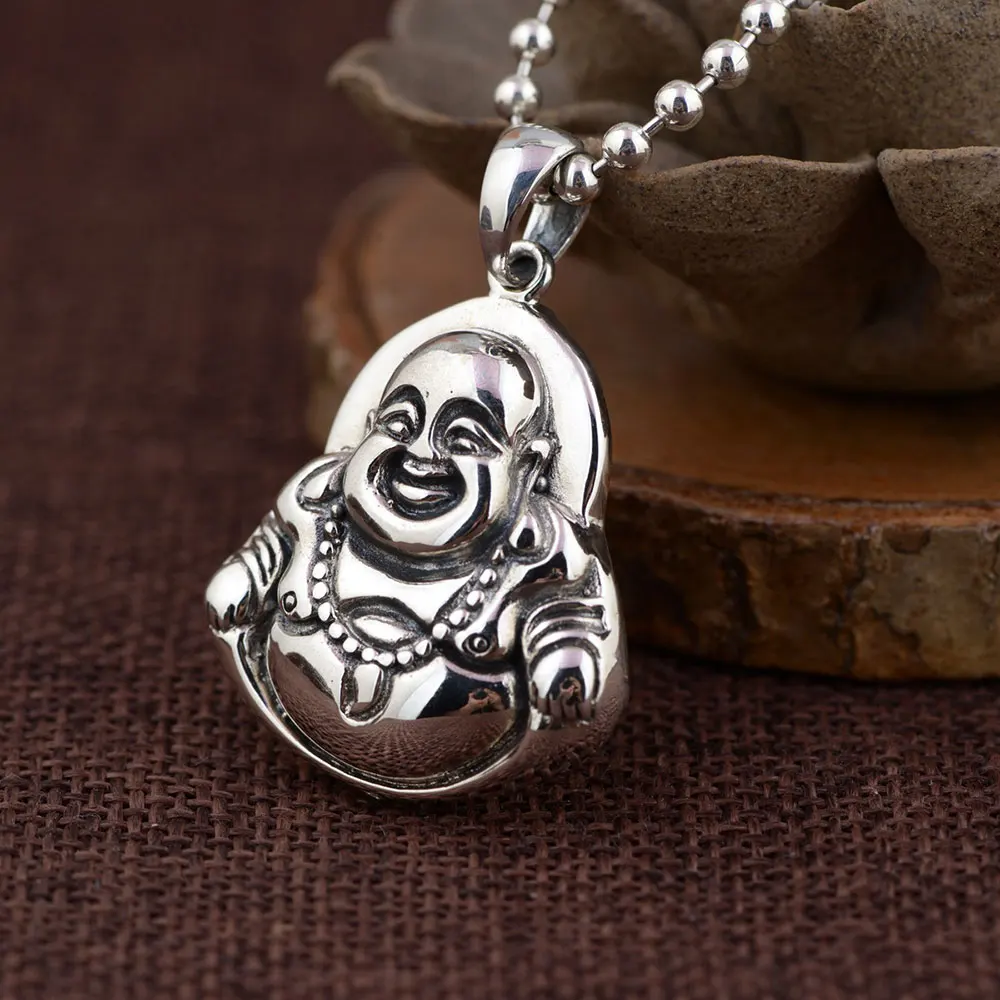 

FNJ Buddha Human Pendant 925 Silver Hang Pure Original S925 Thai Silver Pendants Women for Jewelry Making