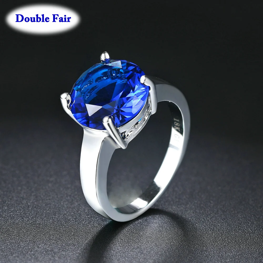 

Big Blue Australian Crystal Women Rings For Party White Gold Color 2018 New Fashion Jewelry Wholesale DWR783