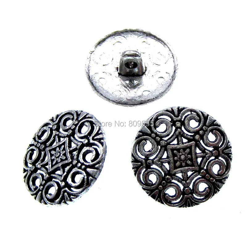 20Pcs Vintage Metal Pierced Buttons Shank Flower Metal Buttons Fit Sewing Clothing Craft 18.0mm 4