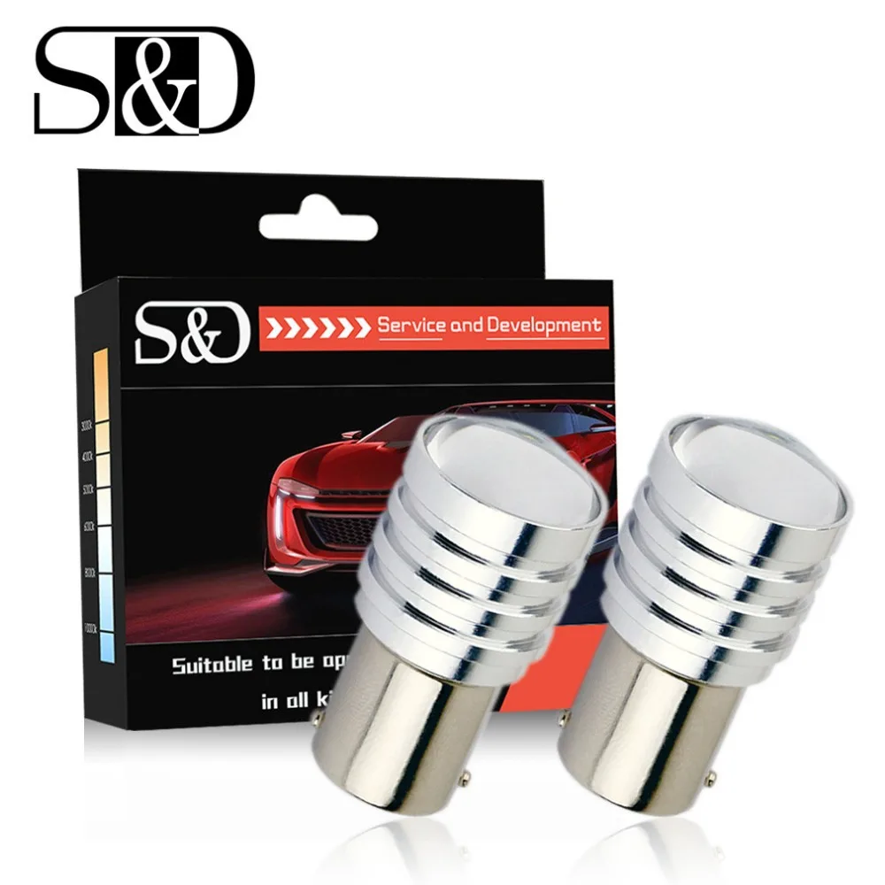 

S&D 2pcs BA15S Led with Cree Chips P21W R5W led car Fog Light Bulbs Tail Turn Reserve Lights brake lights 12V White Auto Lamp