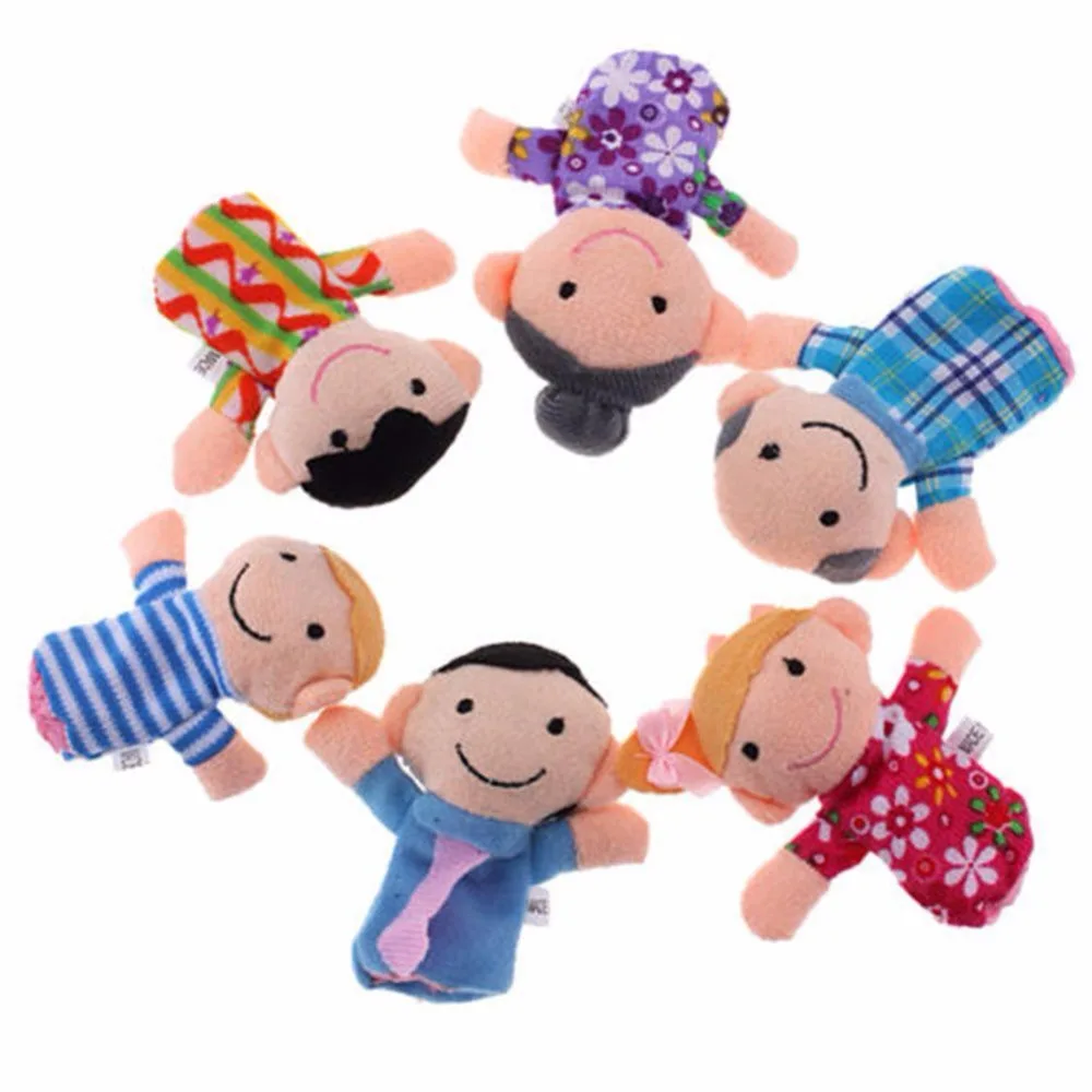 

6 pcs/lot christmas mini plush baby toy animal family finger puppets set fish australia princess bug boys girls finger puppets