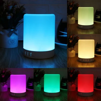 

Portable Night Light with Bluetooth Speaker Wireless Bluetooth Speaker Touch Control Color LED Bedside Table Lamp with Package