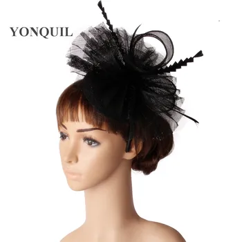 

Classical color sinamay base fascinator headwear feather party headpiece race hair accessories millinery nice church hats MYQ116