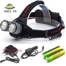 5000LM USB фар 2x XM-L T6 СВЕТОДИОДНЫЙ Фонарь налобный фонарь зарядное устройство для никель-кадмиевых или никель-металл-AAA/18650 налобный фонарь светодиодный налобный фонарь+ ЕС Автомобильный Зарядное устройство+ 2* Батарея