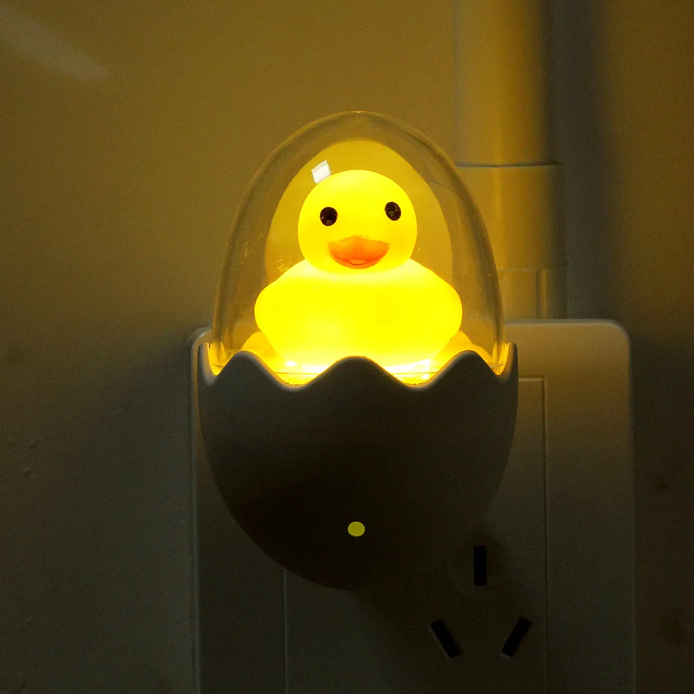 Настенная лампа в розетку светодиодный ночник AC 110 V 220 V ЕС разъём ПДУ желтая утка лампа для спальни подарок для детей милый