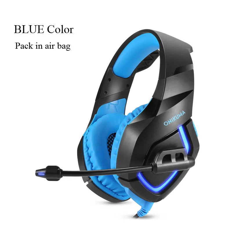 ONIKUMA K1 камуфляжные игровые гарнитуры с микрофоном стерео проводные наушники глубокий бас PS4 наушники для ноутбука X-BOX PC Gamer - Цвет: BLUE AIR BAG