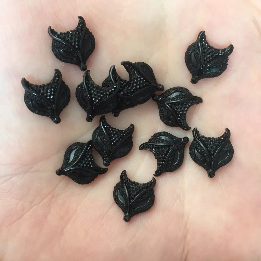 

Fashion 60pcs 12mm AB Resin Cute Black Fox Flatback Rhinestone Scrapbook Wedding DIY F466