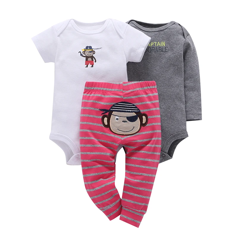 Одежда для маленьких девочек комплект одежды для мальчиков в мультипликационном стиле с принтом(животные) для малышей, комбинезон+ штаны унисекс для новорожденных; костюм детская одежда; летняя одежда; костюм для детей - Цвет: 3