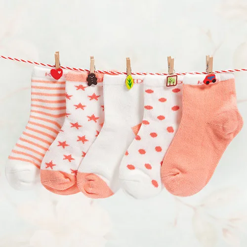 5 пар носков, зимние хлопковые носки для новорожденных мальчиков и девочек, детские носки-тапочки, C-YSR820 - Цвет: D