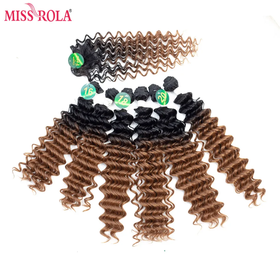 Extensões de Cabelo Profunda do Cabelo Tramas para as Mulheres Ombre Sintético Senhorita Rola Onda Tece 18-20 Polegada 6 Unidades – Pacote 200g Cabelo Kanekalon