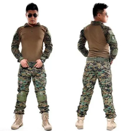 

New Men Python lines Airsoft Army Military Uniform Tactical Navy Seal Combat Frog Suit with Knee Pads Multicam Garments sets