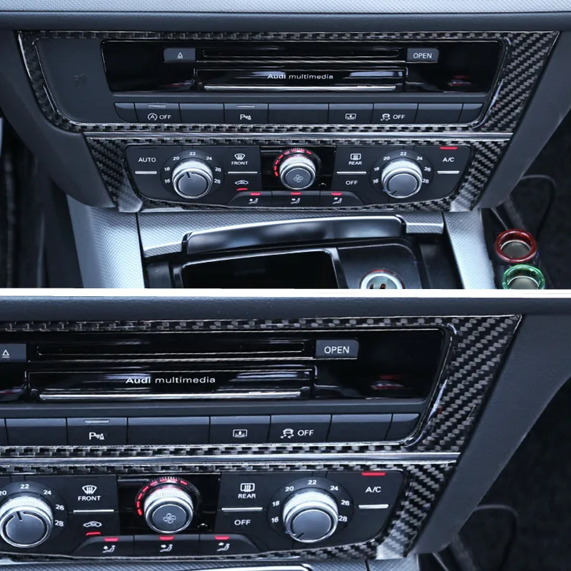 Центральная консоль кондиционер рамка для CD украшения крышки отделкой 2 шт. для Audi A6 C7 2012- LHD углеродного волокна автомобилей Стайлинг