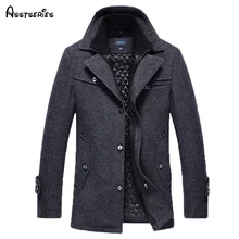 free shipping New 2016autumn/winter men’s fashion brand men long section brand men plus cotton coat thick woolen coat158