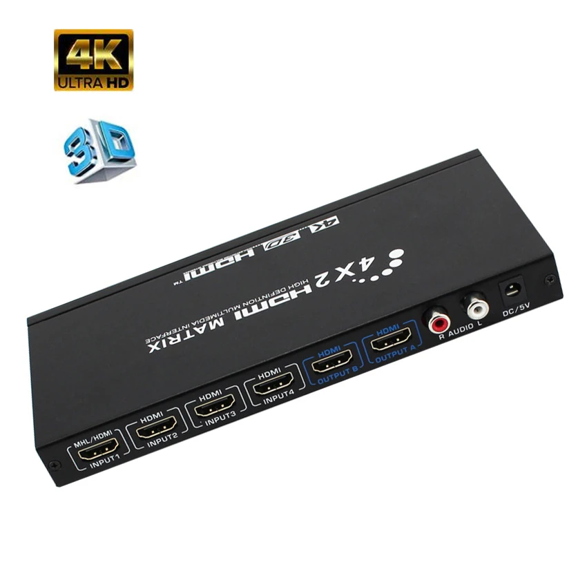 Матричный коммутатор 4x2 HDMI FiveHome Ultra HD 4K x 2K @ 30 Гц 4 в 2 выхода истинный матричный