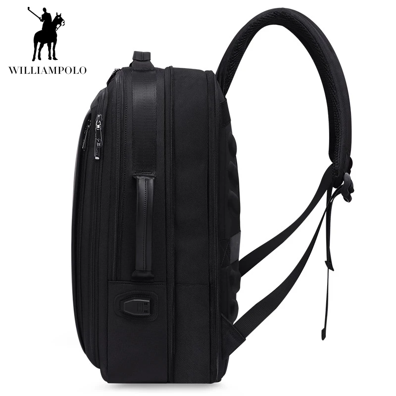 Мужской повседневный деловой рюкзак WILLIAMPOLO черный водонепроницаемый тонкий