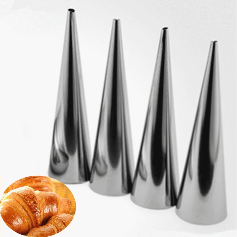 12Pcs/Set Large Stainless Steel Pastry Cream Horn Moulds Conical Tube