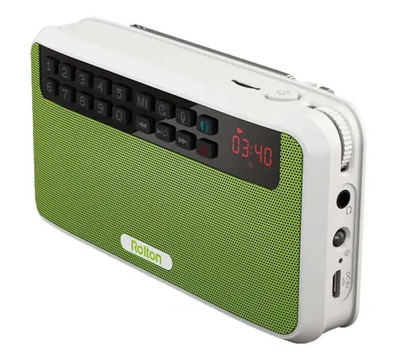 Портативный стерео bluetooth-динамик Rolton E500, s, fm-радио, басовый двухтрековый динамик, TF карта, USB музыкальный плеер, колонка, поддержка Recor - Цвет: Green