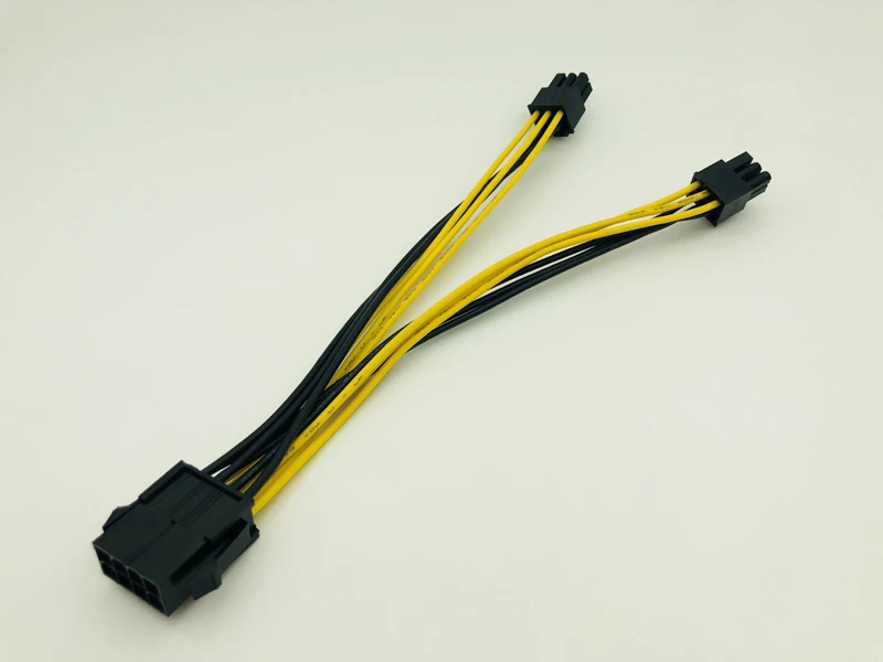PCI-E PCIe 8Pin to Dual 6Pin Power 8Pin to 6Pin Graphics Card CPU Power Cable Supply Splitter Cable 20cm Cables for Miner Mining