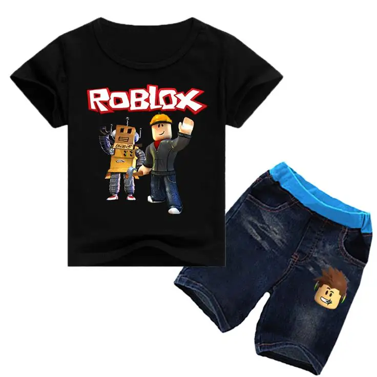 2020 Roblox Game Print T Shirt Tops Denim Shorts Fashion New Teenagers Kids Outfits Girl Clothing Set Jeans Children Clothes From Zwz1188 13 99 Dhgate Com - roblox zipper t shirt