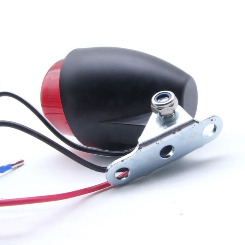 

3 Wires Aluminum Alloy Tail Light Black Housing Red Lens Motorcycle Rear For Harley Cafe Racer Bobber Stop Running