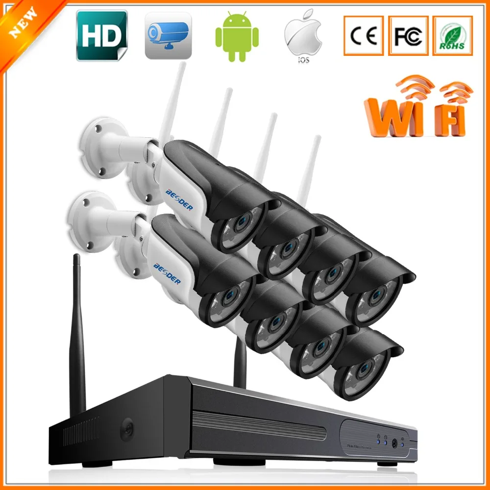 BESDER 8CH CCTV Camera System WiFi NVR KIT 960P 1.3MP WiFi NVR 8CH With ...