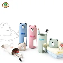 MSJO детский чехол для зубной щетки портативный контейнер для стаканчиков 2 шт. коробка для зубных щеток аксессуары для ванной комнаты милый чехол для зубной щетки с медведем