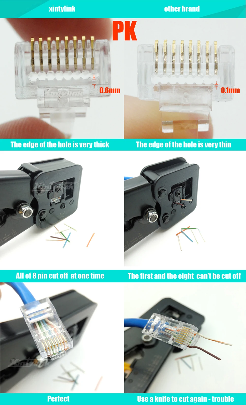 Xintylink EZ rj45 разъем ethernet кабель Разъем cat5 cat5e rj 45 cat6 jack сети 8p8c неэкранированный модульный utp keystone 50 100