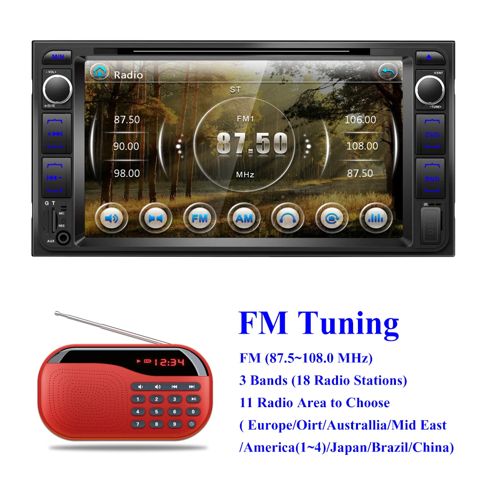 Автомобильный dvd-плеер AMPrime 2 din " TFT-LCD с сенсорным экраном, Bluetooth DVD/CD/MP3/USB/SD/AUX, автомобильный стерео резервный фотоаппарат, мультимедийный плеер