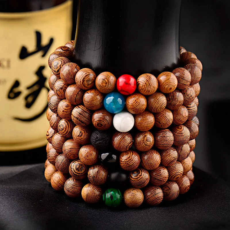 

2019 Fashion Men Distance 10MM Wood Beaded Bracelet Men Homme Ethnic Buddhism Natural Stone Bangles For Women Prayer Pulseras