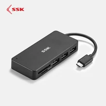 SSK 5 в 1 USB C концентратор type-C до 3 usb портов SD/Micro SD Кардридер высокоскоростной передачи type-C многофункциональный концентратор SHU-C510