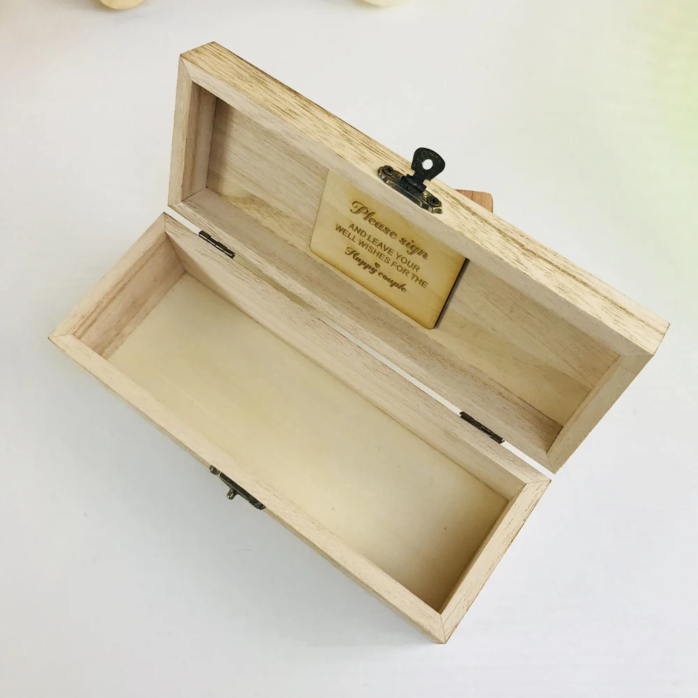 Personalized Wedding guest book with hearts,Custom name and date Wooden Keepsake box,rustic engrave wedding guest book (2)