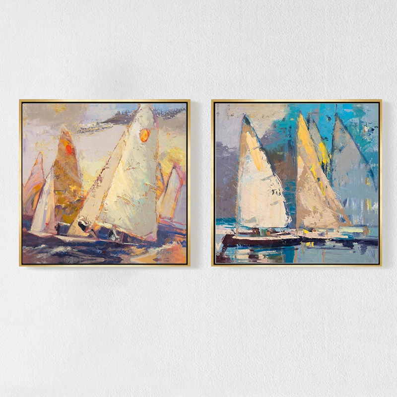 GOODECOR Square Big Size Modular Picture for Home Decor,Canvas Sailboat Painting Art,Dropshipping free shipping canvas prints