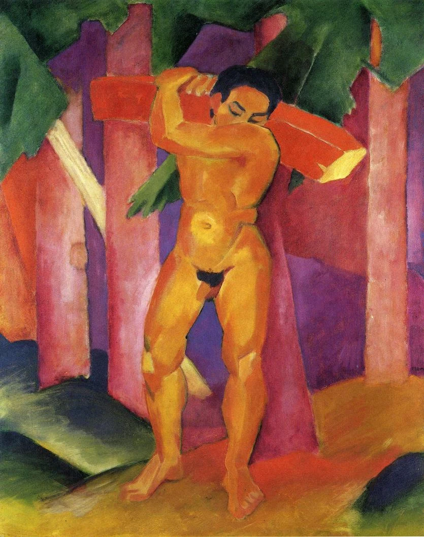 

High quality Oil painting Canvas Reproductions Woodcutter 1911 By Franz Marc hand painted