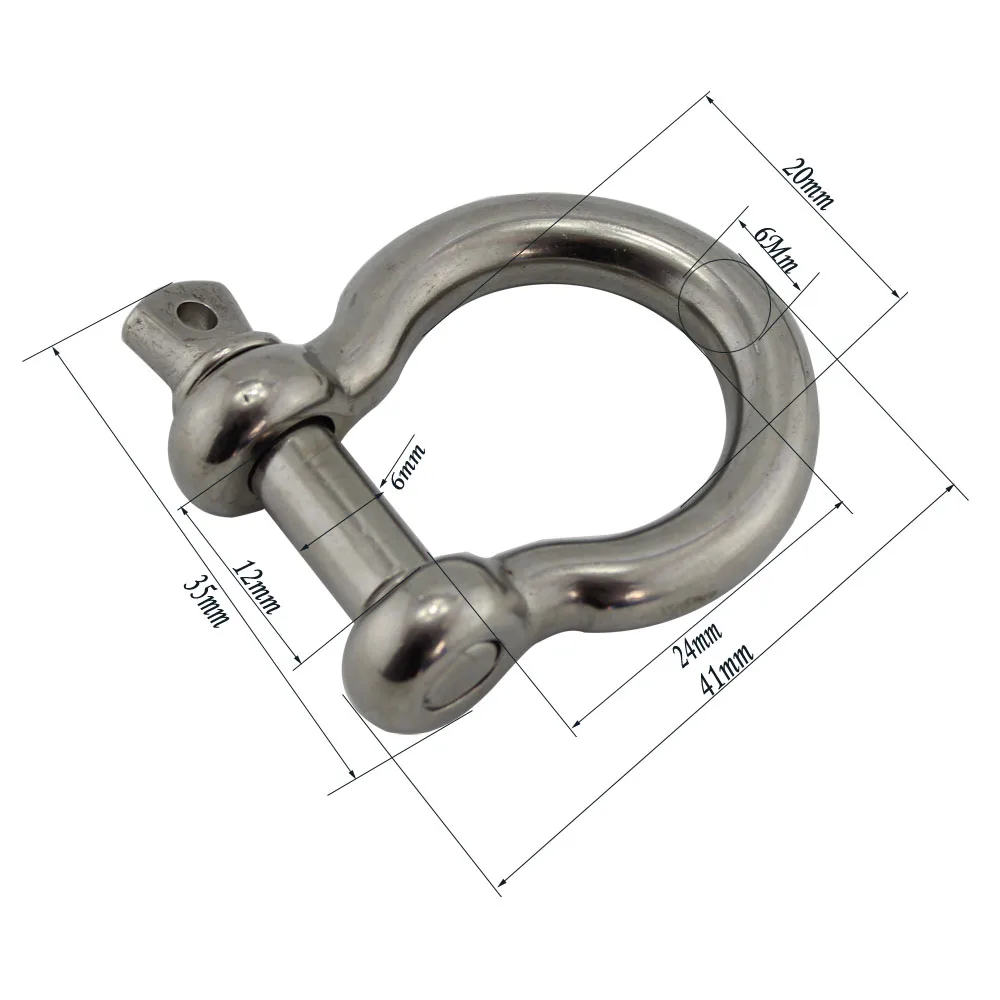 Stainless Steel Bow shackles for Connections of Chains or Wire Rope Adjustable Paracord Bracelet Survival Buckles 10pcs 6mm