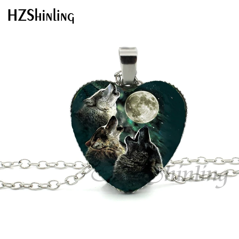 New Blue Wolf Heart Necklace Howling Wolf Heart Pendant Jewelry Wolf Pendant Murano Glass Heart Necklace HZ3 New Blue Wolf Heart Necklace Howling Wolf Heart Pendant Jewelry Wolf Pendant Murano Glass Heart Necklace HZ3