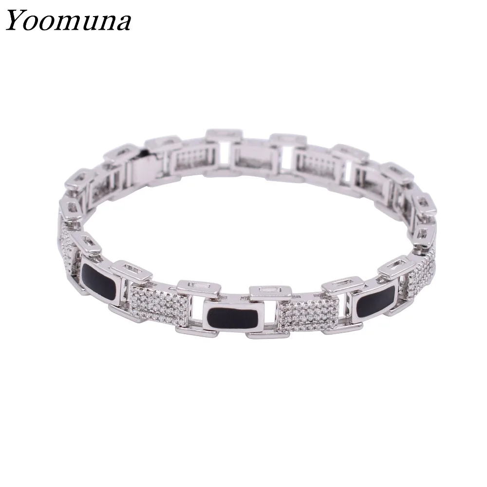 Роскошный серебряный цвет браслет женский для пары Сияющий AAA Куб Циркон Кристалл Ювелирное Украшение На День Рождения вечерние свадебные c 367
