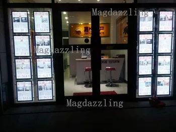 

A3 Single Sided Portrait Magnetic Acrylic Panel LED Light Pocket Advertising Poster Display for Real Estate Agent Window