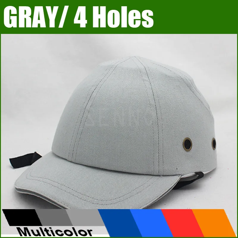 

Gray Safety Bump Cap with 4 Holes Helmet Baseball Hat Style Protective Safety Hard Hat For Work Site Wear Head Protection