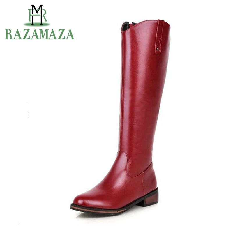 

ZALAVOR Size 32-43 New Gladiator Winter Warm Shoes Ladies Knee Boots Women Fashion Botas Flats Shoes Woamn Zipper Knight Boots