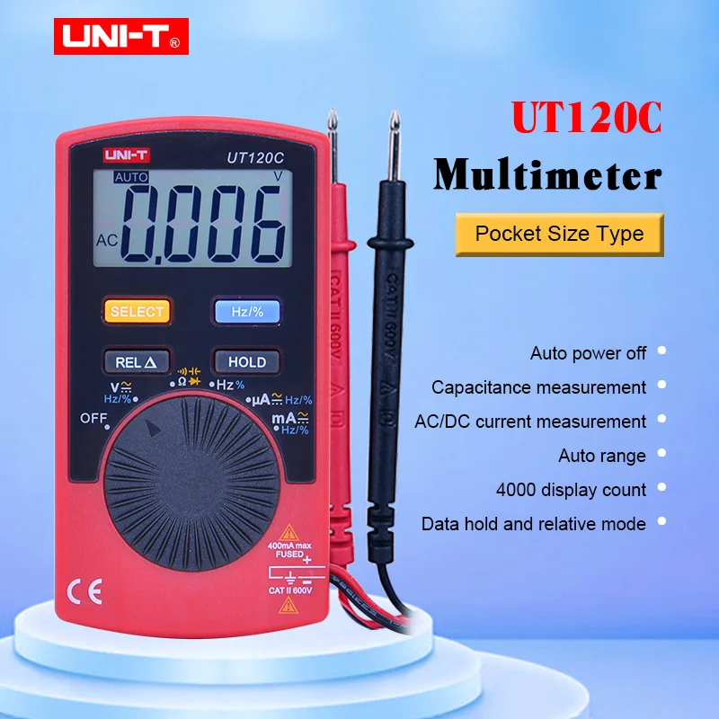 

UNI-T UT120C Ultra-protable Auto Ranging Auto-off Digital Multimeter Capacitance Resistance AC/DC Current Voltage Meter Tester