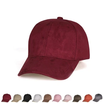 

2019 Unisex Spring Summer Adjustable Artificial Suede Baseball Cap Hat Solid Color Hats For Women