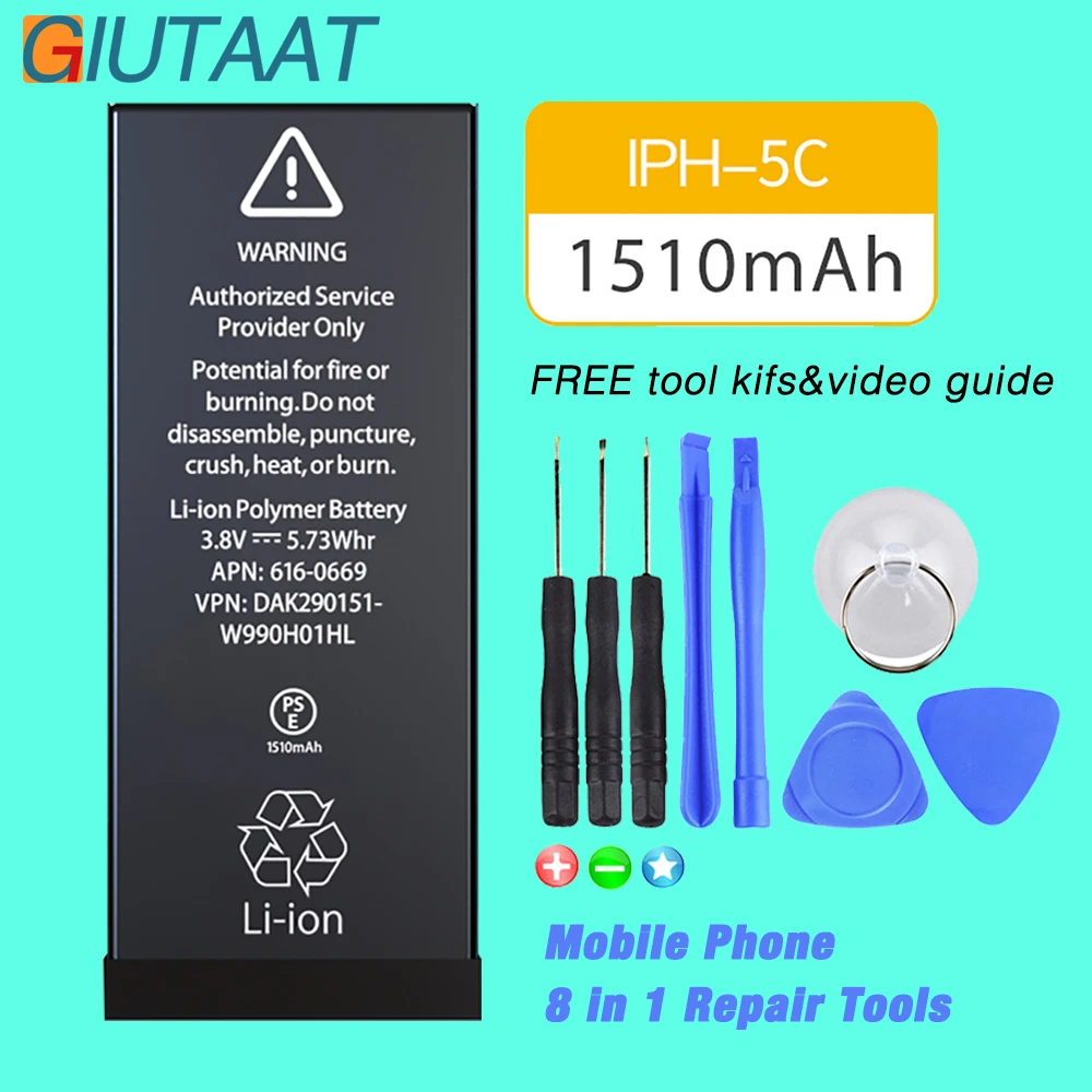 

Giutaat Battery For Apple iPhone 5C iPhone5C Mobile Phone 1510mAh Lithium Polymer Batteries Free Tools
