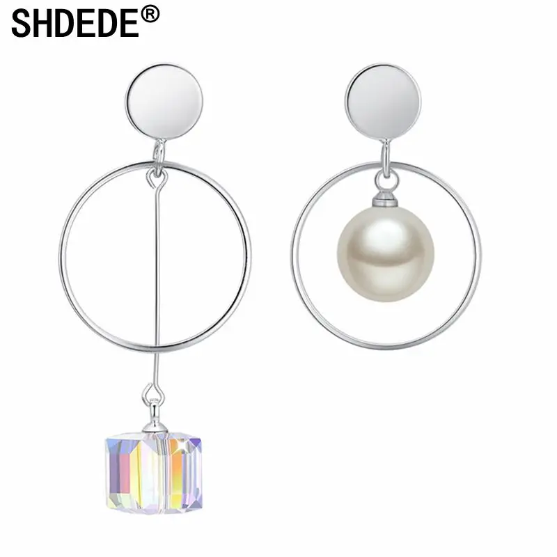 SHDEDE S925 Серебряные иглы классические квадратные серьги в виде сахара жемчужные