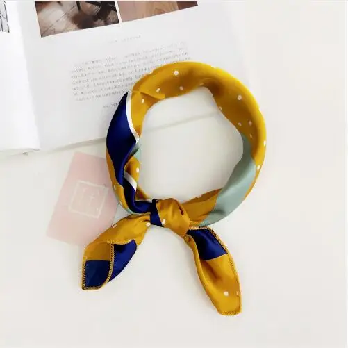 50X50CM Fashion Women Square Scarf Fake Silk Wraps Elegant Floral Spring Summer Head Neck Hair Tie Band Neckerchief