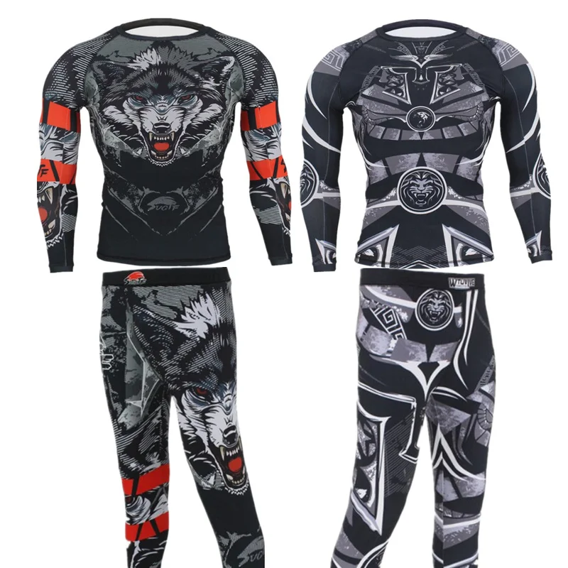 Bjj GI Рашгард MMA боксерские майки мужские дышащие 3D печать полный наборы футболок